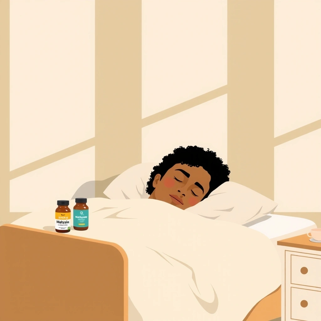 Pessoa a dormir profundamente com suplementos para recuperação